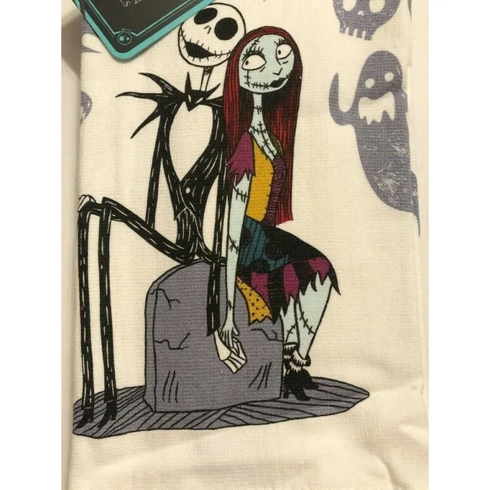 Halloween Disney Jack & Sally Dish Towels Nightmare Before Christmas Set of 2